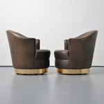 Pair of Karl Springer Leather Swivel Lounge Chairs